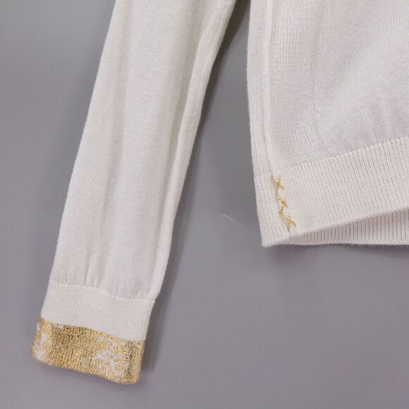 Label +Thread Goldie V Sweater Womens Medium Cream Knit Minimalist Timeless - Picture 7 of 16